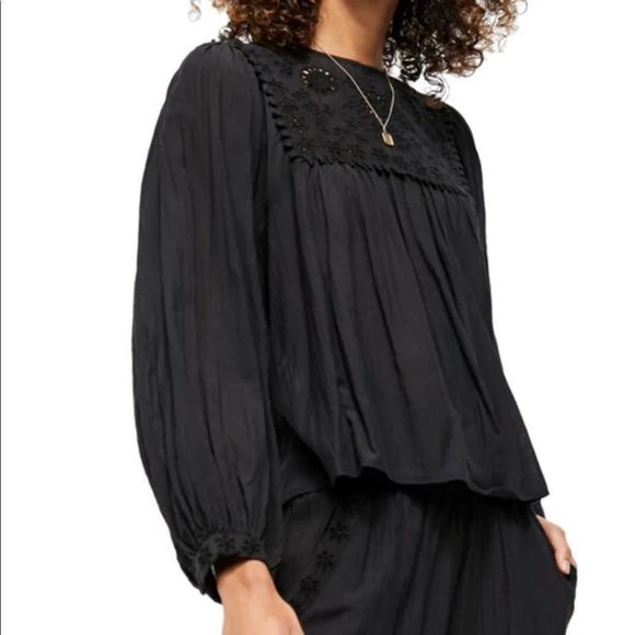 NWT Free People Valencia Top and Pant Cotton Blend Two-Piece Set in Black - Picture 6 of 6